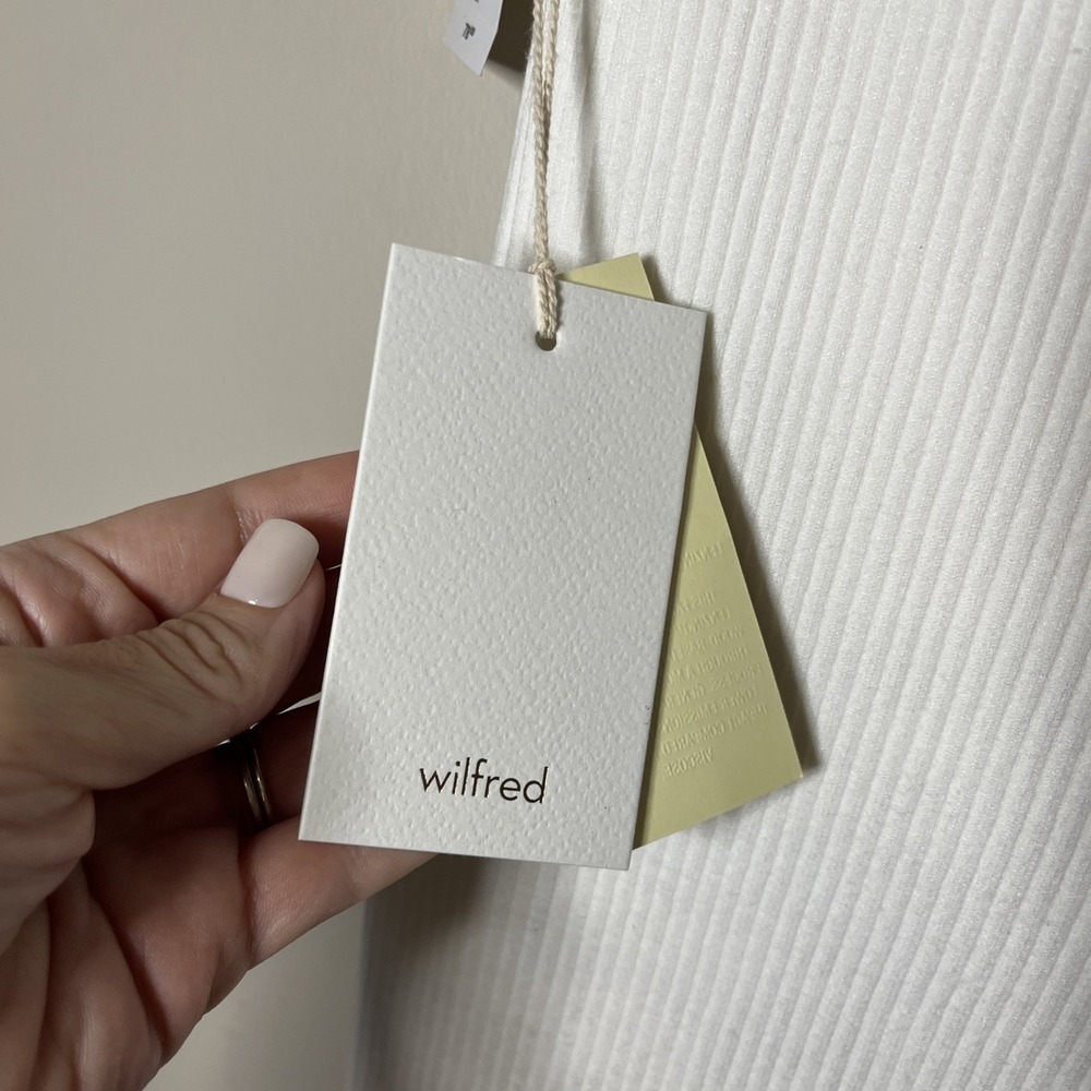 NWT Aritzia Wilfred Reso High Waisted White Ribbed Mini Skirt Minimalist Neutral - Picture 6 of 9